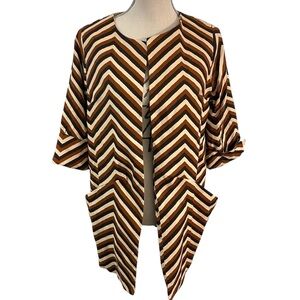 Anthro Eva Franco Chevron Stripe Cotton Open Front French Cuff Jacket (XS/S)
